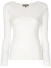 N•peal Superfine V-neck Cardigan In White