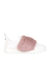 VALENTINO GARAVANI MINK TRIMMED OPEN SNEAKERS,9274844