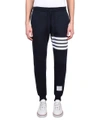 Thom Browne Tapered Striped Loopback Cotton-jersey Sweatpants In Blu