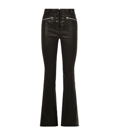 Rag & Bone Bella Lace-up Leather Bell Bottom Trousers In Black