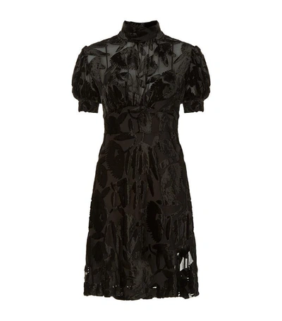 Mcq By Alexander Mcqueen Short-sleeve Gathered Velvet Mini Dress, Black