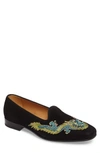 GUCCI DRAGON EMBROIDERED SUEDE LOAFER,496251CMAT0