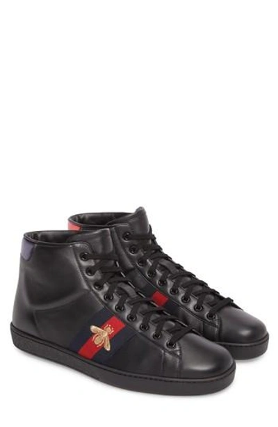 Gucci Men's Leather High Top Sneakers In Blue