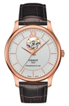TISSOT TRADITION LEATHER STRAP WATCH, 40MM,T0639073603800