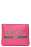 GUCCI LOGO LEATHER POUCH - PINK,5009810GCAT