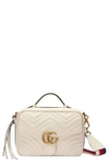 GUCCI SMALL GG MARMONT 2.0 MATELASSE LEATHER CAMERA BAG WITH WEBBED STRAP - RED,498100DTDPT