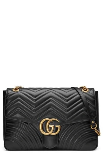Gucci Large Matelasse Leather Shoulder Bag In Nero