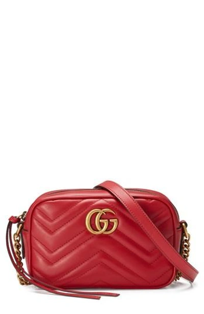 Gucci Matelasse Leather Shoulder Bag In Hibiscus Red