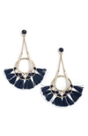 Rebecca Minkoff Utopia Tassel Chandelier Earrings In Gold/ Navy Tassels