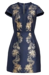 Ted Baker Tzalla Sculpted Stardust Jacquard Dress In Dark Blue