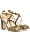 JIMMY CHOO CARRIE 85 SUEDE SANDALS,P00299291