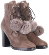 JIMMY CHOO ELBA 95 FUR-LINED SUEDE BOOTS,P00299250
