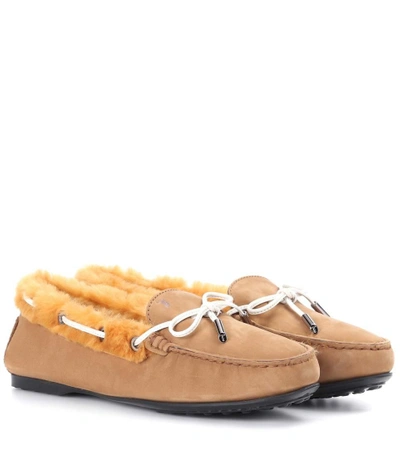 Tod's City Gommino Suede Loafers In Beige