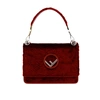 Fendi Kan I Small Textured Velvet Shoulder Bag In Red