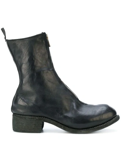 Guidi Zip Front Ankle Boots In Black