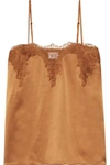 CAMI NYC SWEETHEART LACE-TRIMMED SILK-CHARMEUSE CAMISOLE