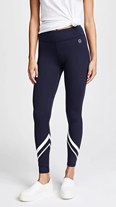 Tory Sport Chevron Full-length Performance Leggings In Tory Navy