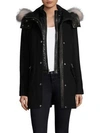 ANDREW MARC Hooded Wool Dyed Fur-Trim Parka