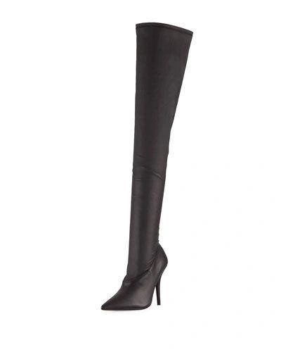 Yeezy Stretch-leather Over-the-knee Boot In Dark Gray