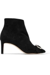 JIMMY CHOO HANOVER 65 CRYSTAL-EMBELLISHED SUEDE ANKLE BOOTS