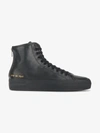 COMMON PROJECTS COMMON PROJECTS BLACK TOURNAMENT LEATHER HI TOP SNEAKERS,401812448701