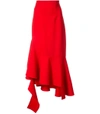 MONSE Red Asymmetric Midi Skirt,MO36R36