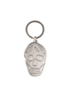 Alexander Mcqueen Skull Keyring In Argento