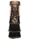 Alberta Ferretti Embroidered Evening Gown In Black