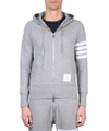 Thom Browne 4-bar Zip-up Hoodie In Grigio