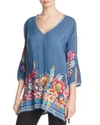 JOHNNY WAS ARAXI FLORAL EMBROIDERED TUNIC,C23917-O
