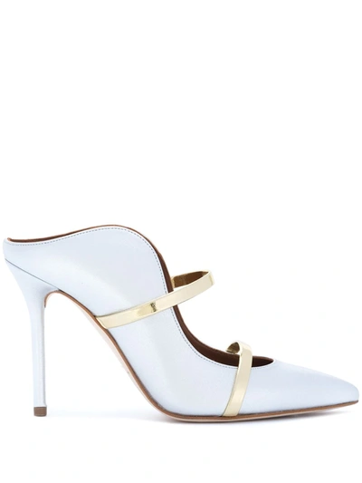 Malone Souliers Maureen 85 Leather Mules In Silver