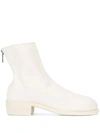 Guidi Zipped Ankle Boots In White