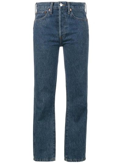 Re/done High-rise Slim-leg Cropped Jeans In Blue