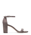 Stuart Weitzman Nearlynude 80 Suede Heeled Sandals In Londra Medium Gray Suede