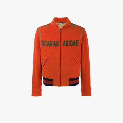 Gucci Scarabaeidae" Embroidered Corduroy Bomber" In Red