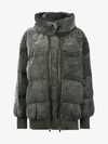 STELLA MCCARTNEY GREY VELVET PUFFER JACKET,12451844