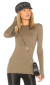 Enza Costa Cashmere Cuffed Crew Top In Pebble