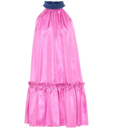 Roksanda Elva Two-tone Silk Twill Dress In Pink