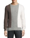 BERLUTI TRICOLOR CABLE-KNIT CREWNECK SWEATER,PROD128290042