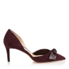 JIMMY CHOO TWINKLE 65 BURGUNDY SUEDE AND KID LEATHER POINTY TOE PUMPS,TWINKLE65SKX S