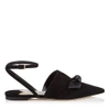JIMMY CHOO TEMPLE FLAT BLACK SUEDE AND KID LEATHER POINTY TOE FLATS,TEMPLEFLATSKX S