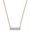 DANA REBECCA DESIGNS 14K WHITE & ROSE GOLD SYLVIE ROSE MINI BAR NECKLACE WITH DIAMONDS,N206