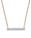 Dana Rebecca Designs 14k White & Rose Gold Sylvie Rose Medium Bar Necklace With Diamonds In White/rose