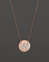 JANE BASCH 14K ROSE GOLD CIRCLE DISC PENDANT NECKLACE WITH DIAMOND INITIAL, 16,BLM002-W