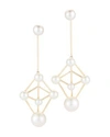 MATEO 14K YELLOW GOLD CULTURED FRESHWATER PEARL ATOMIUM DROP EARRINGS,LB-E-71