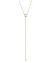 ZOË CHICCO 14K YELLOW GOLD PARIS SMALL CIRCLE LARIAT NECKLACE WITH DIAMOND, 18,SYN 32 D