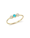 ZOË CHICCO 14K YELLOW GOLD BEZEL SET RING WITH TURQUOISE AND DIAMONDS,TBSR 2 T