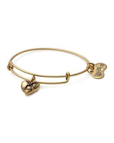 Alex And Ani Cupid's Heart Expandable Charm Bracelet In Gold