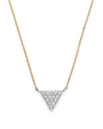 DANA REBECCA DESIGNS 14K YELLOW GOLD TRIANGLE PAVE DIAMOND NECKLACE, 16 N568