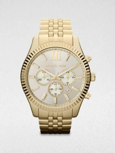 Michael Michael Kors 'large Lexington' Chronograph Bracelet Watch, 45mm In White/gold